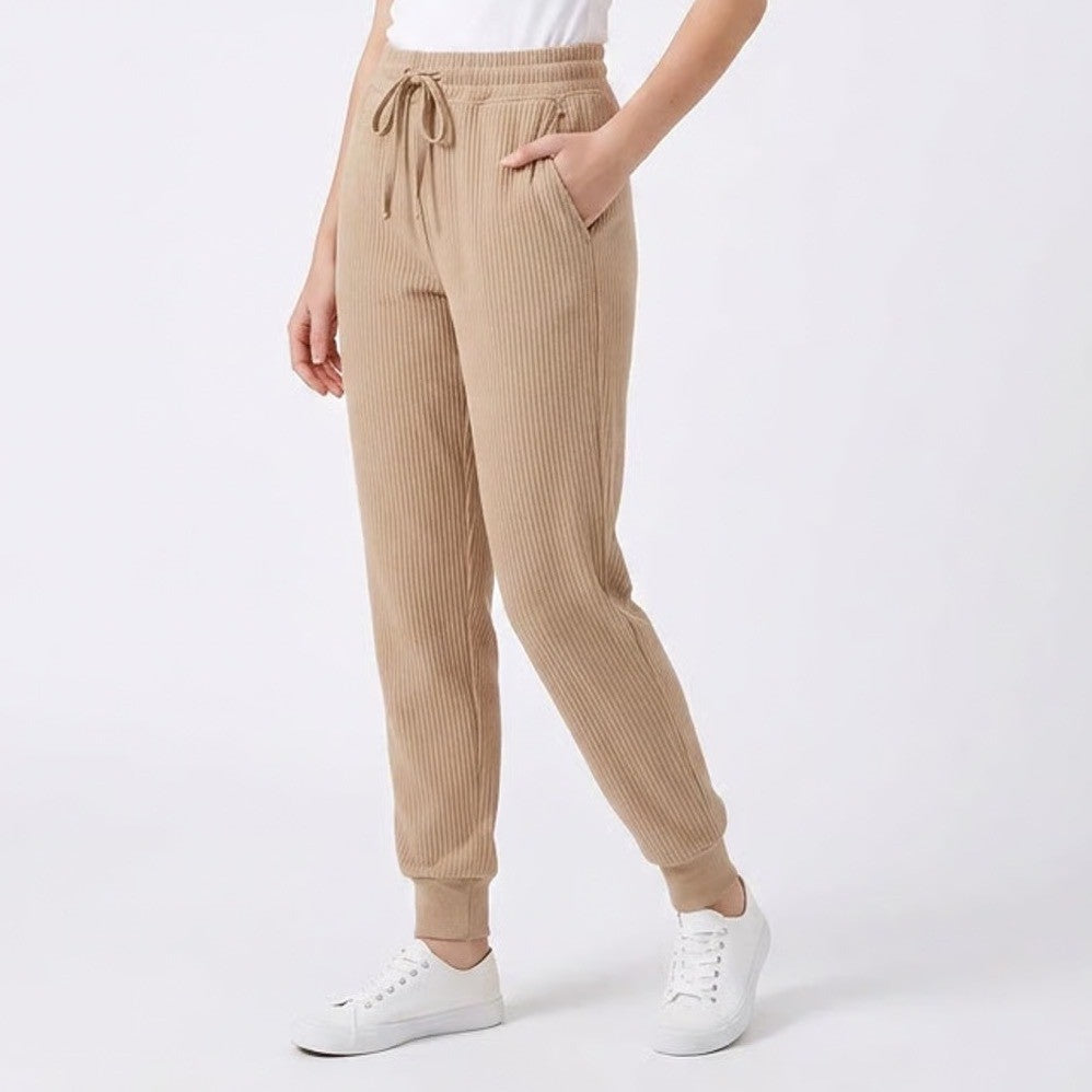 DSG So Soft Ottoman Jogger Womens XS Warm Stone Tan Ribbed High Rise Sweatpants