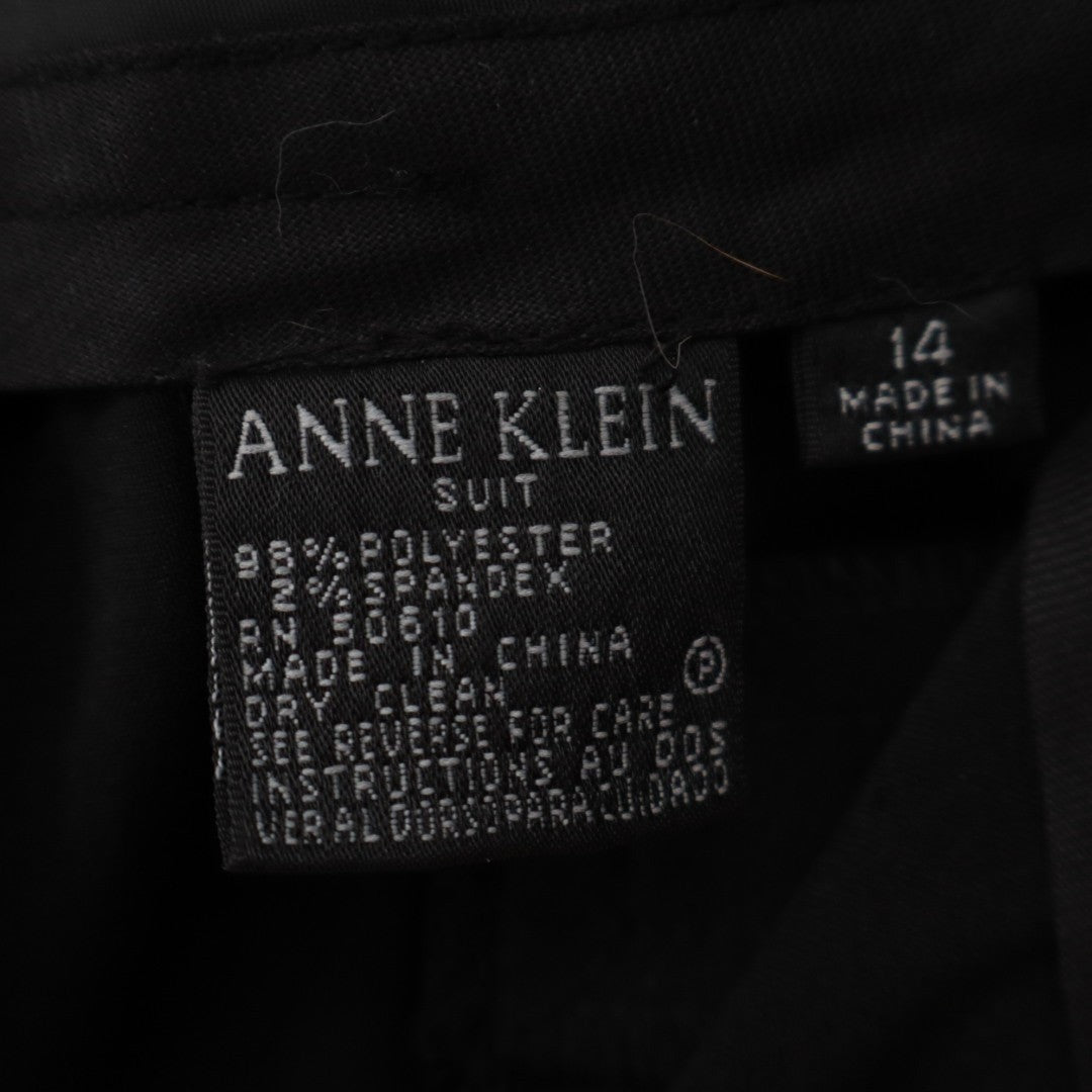 Anne Klein Dress Pants Womens 14 Black Stretch Straight Slash Pockets Mid Rise