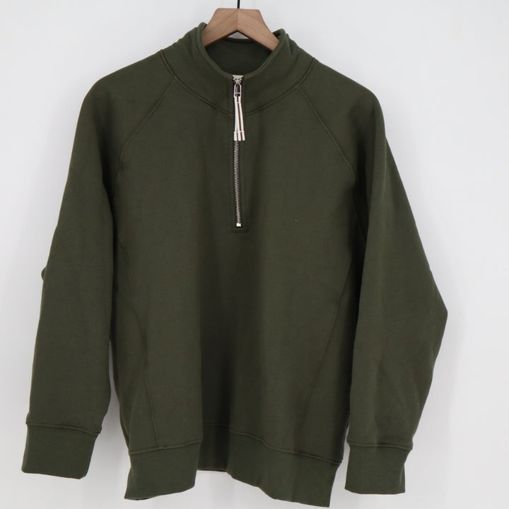 American Giant Midweight Sweatshirt Womens Large Olive Green Fleece Half Zip