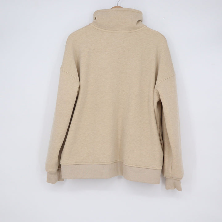 Mondetta Womens XL Tan Full Zip Mock Neck Sweatshirt Relaxed Fit