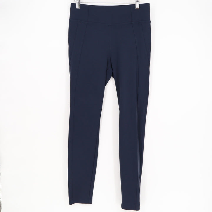Athleta Womens Navy Blue High Rise Ankle Zip Leggings Front Seam Size M 8