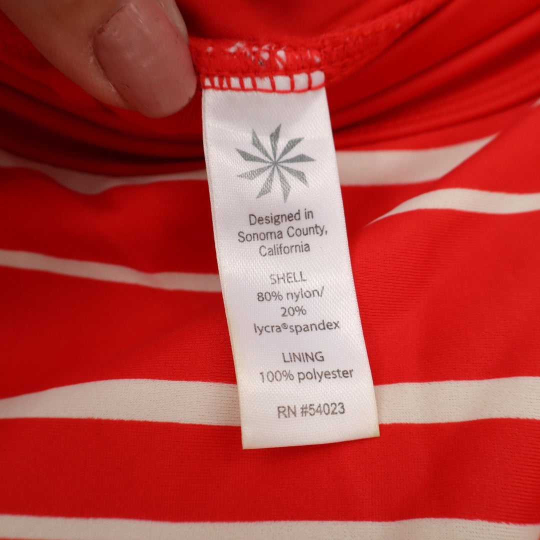 Athleta Red White Striped Swim Skort Built-in Brief Medium