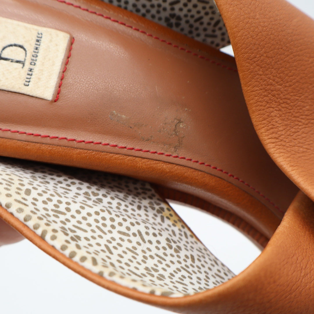 ED Ellen DeGeneres Womens Tan Leather Crisscross Slide Wedge Sandals Size 10
