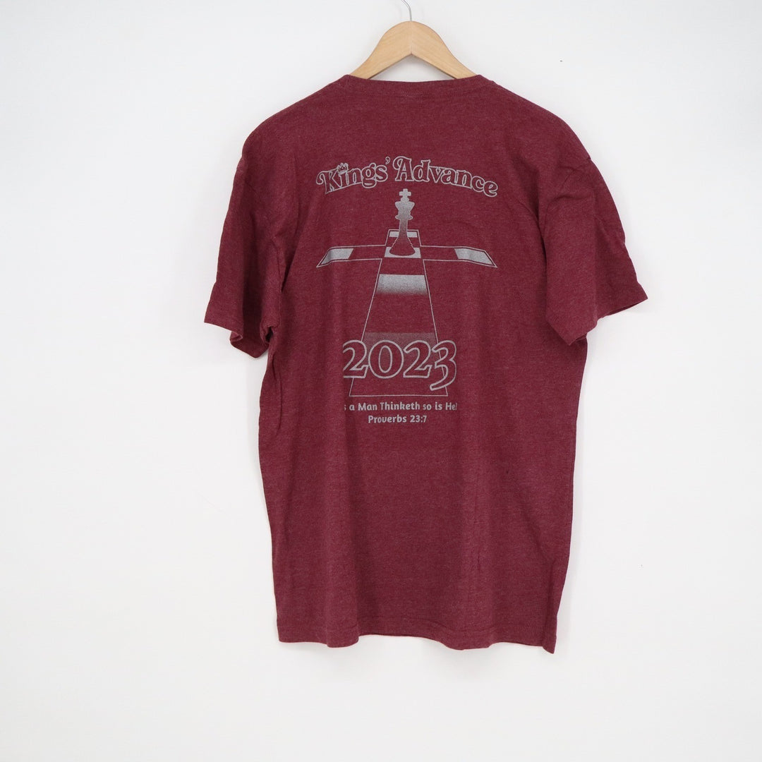 Next Level Kings Advance 2023 Graphic T-Shirt XL Maroon Chess Proverbs 23:7 Tee