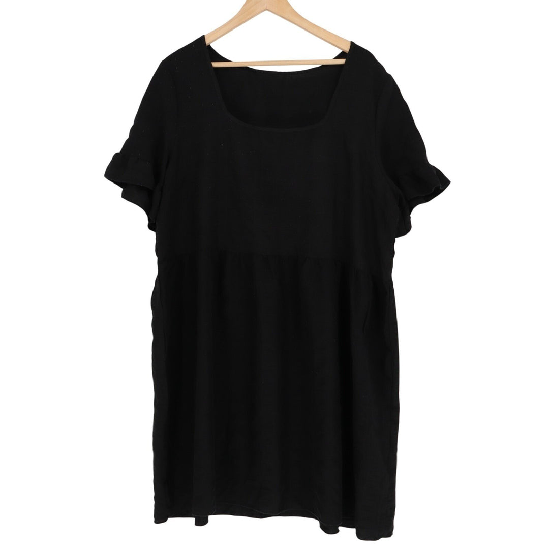 Shein Curve Mini Dress Women 2XL Black Square Neck Short Sleeve Pleated Pullover