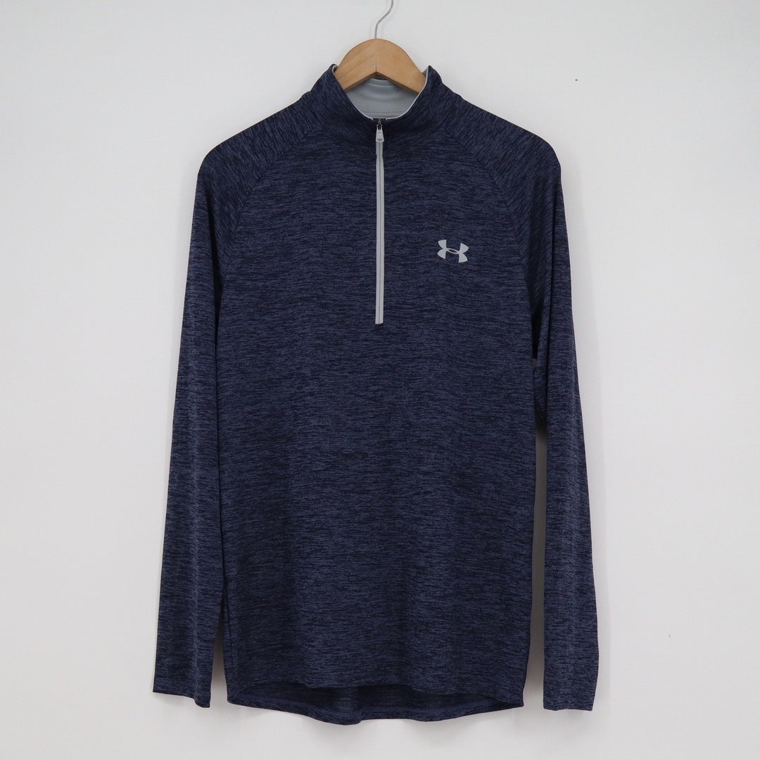 Under Armour Mens HeatGear 2.0 1/4 Zip Pullover Navy Blue Heather MD