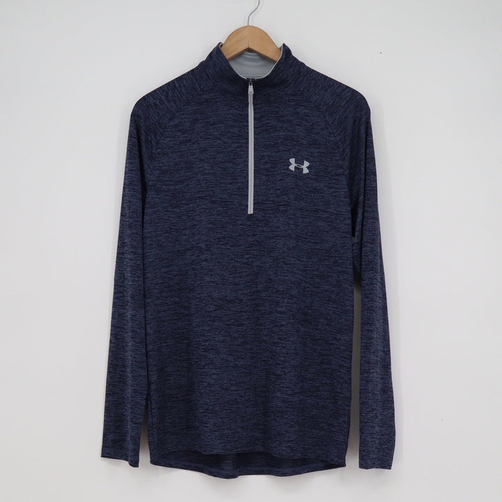 Under Armour Mens HeatGear 2.0 1/4 Zip Pullover Navy Blue Heather MD