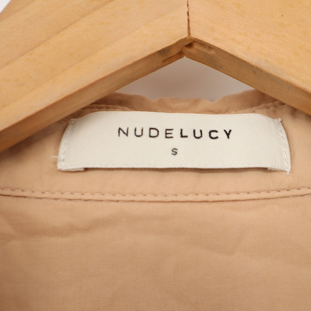 Nude Lucy Womens Tan Beige Cotton Button Down Shirt Oversized Size S