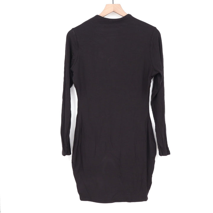 Naked Wardrobe Black Mock Neck Long Sleeve Mini Dress  1X