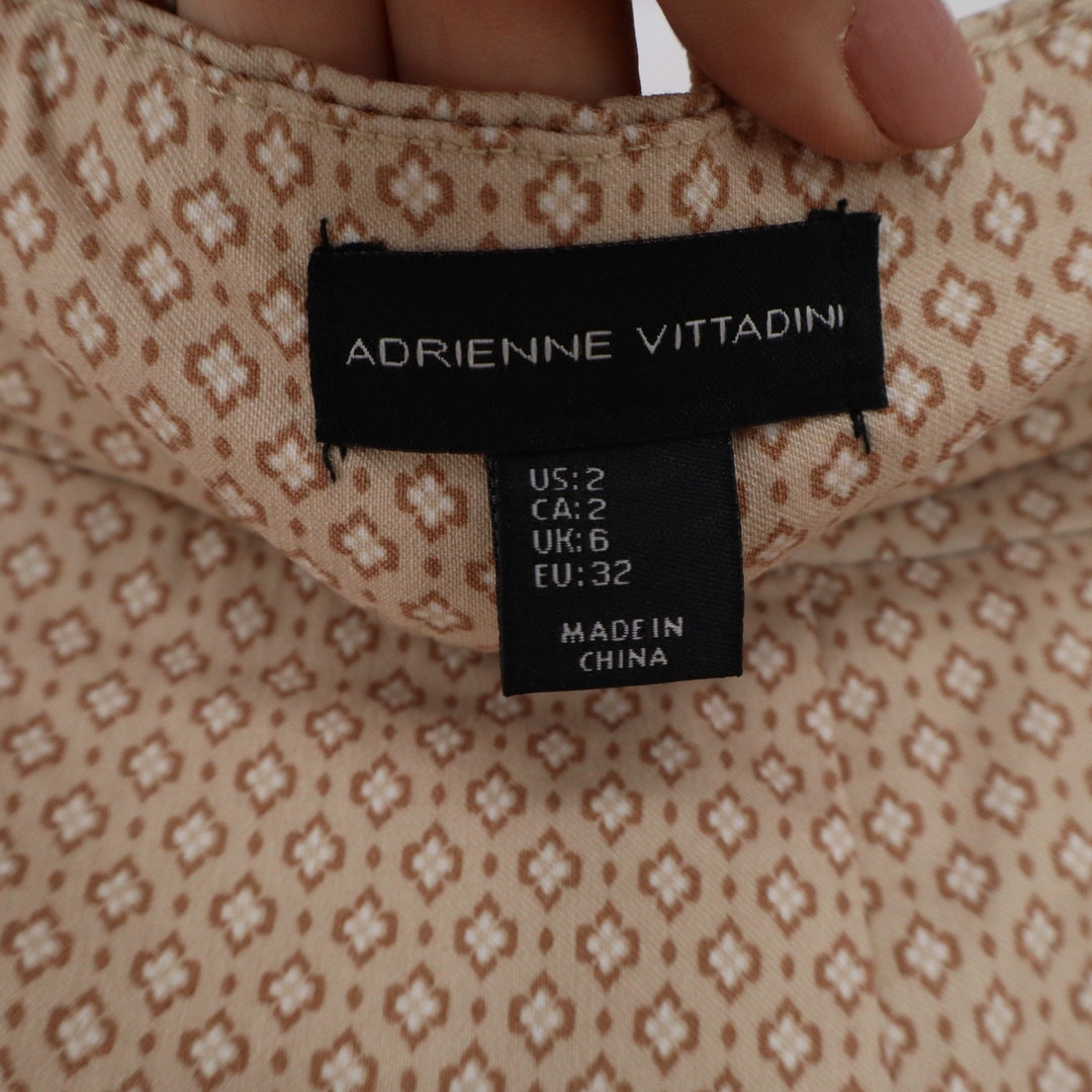Adrienne Vittadini Tan Geometric Print Ankle Pants Womens Size 2 Slim Stretch