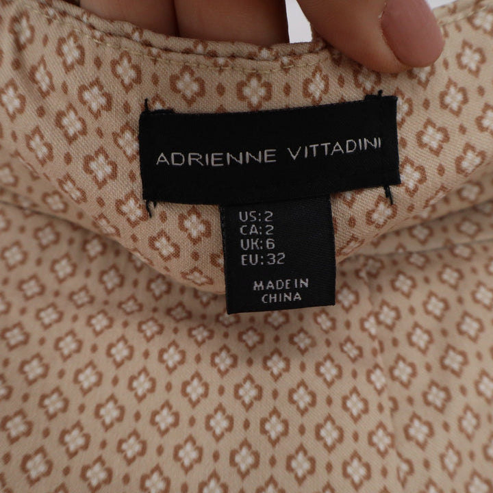 Adrienne Vittadini Tan Geometric Print Ankle Pants Womens Size 2 Slim Stretch