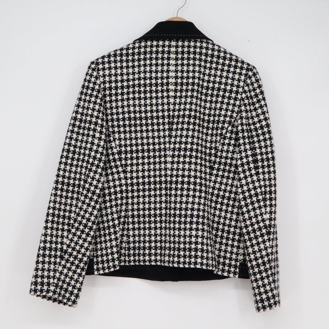 Drapers & Damons Houndstooth Blazer Jacket Black White Snap Front Size 8 Lined