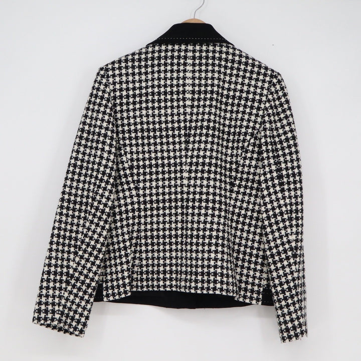 Drapers & Damons Houndstooth Blazer Jacket Black White Snap Front Size 8 Lined