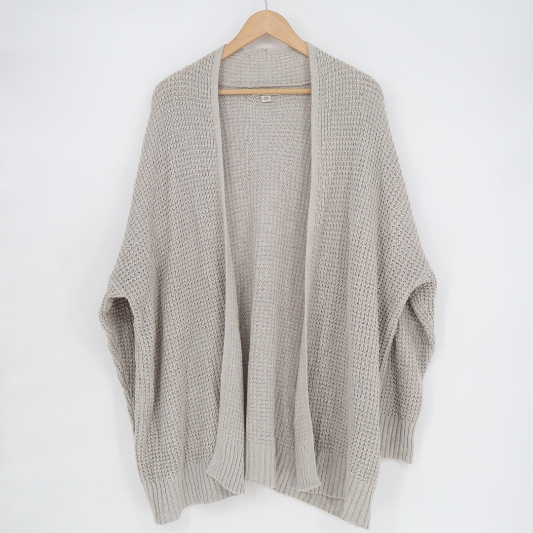 American Eagle Outfitters Cardigan Sweater Womens L/XL Gray Cotton Waffle Knit