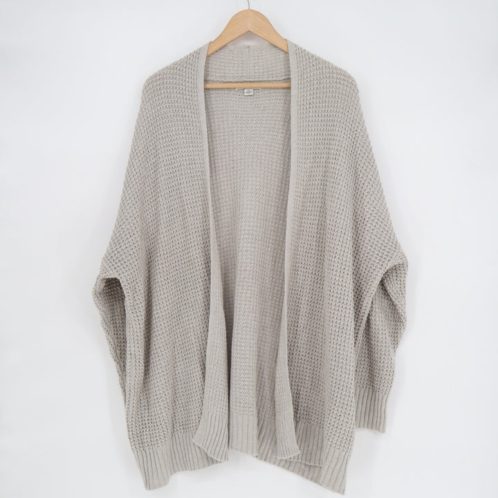 American Eagle Outfitters Cardigan Sweater Womens L/XL Gray Cotton Waffle Knit