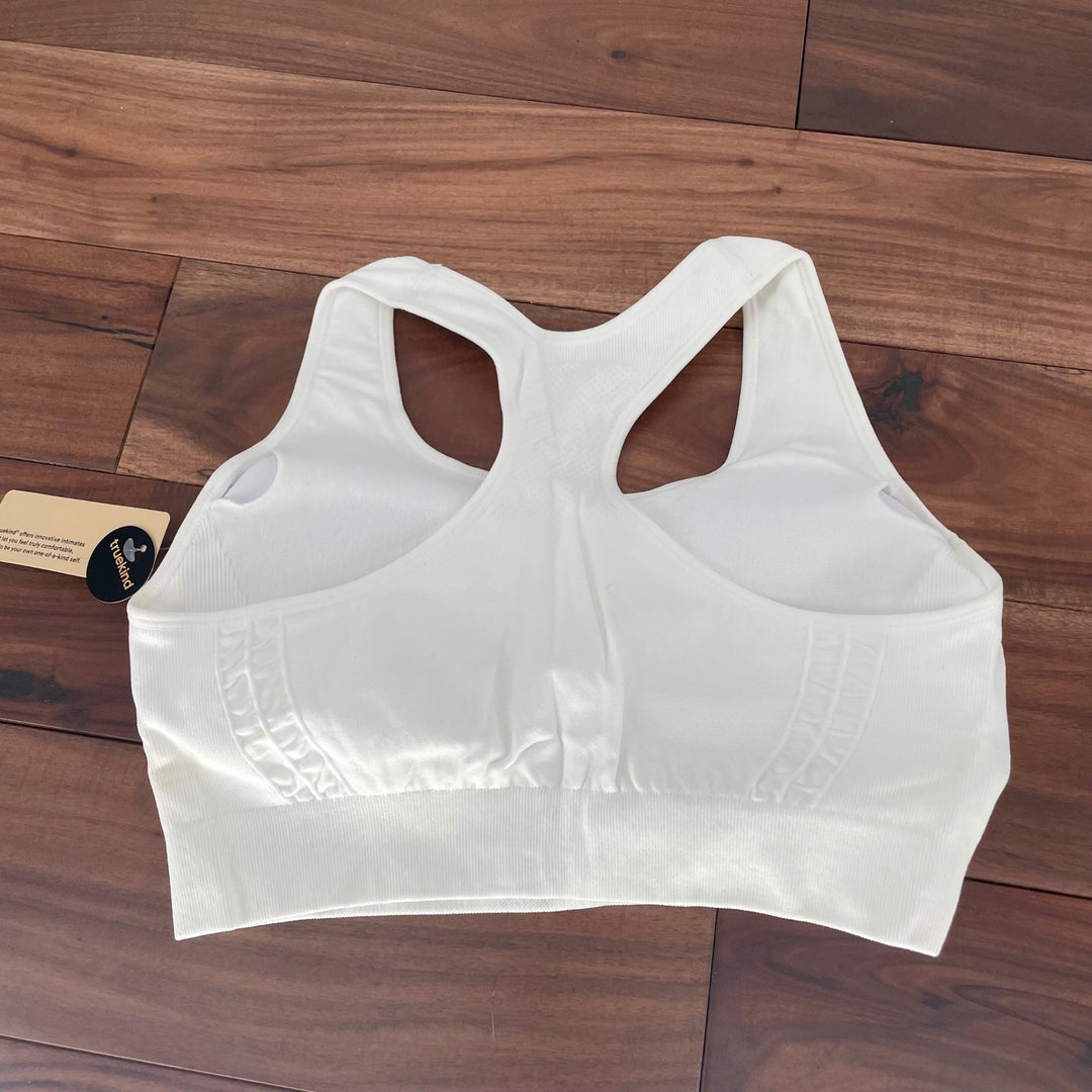 Truekind Reactive Sport Bra White Racerback Medium High Support Activewear