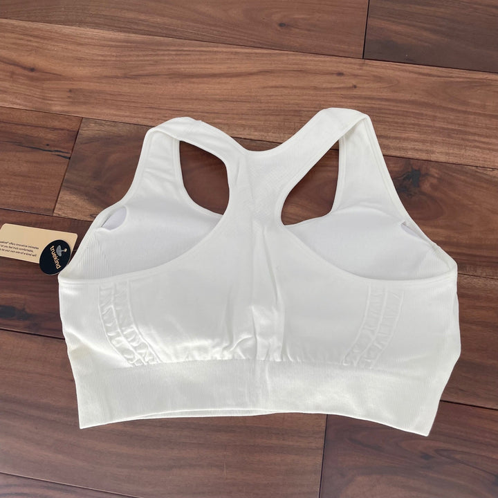 Truekind Reactive Sport Bra White Racerback Medium High Support Activewear
