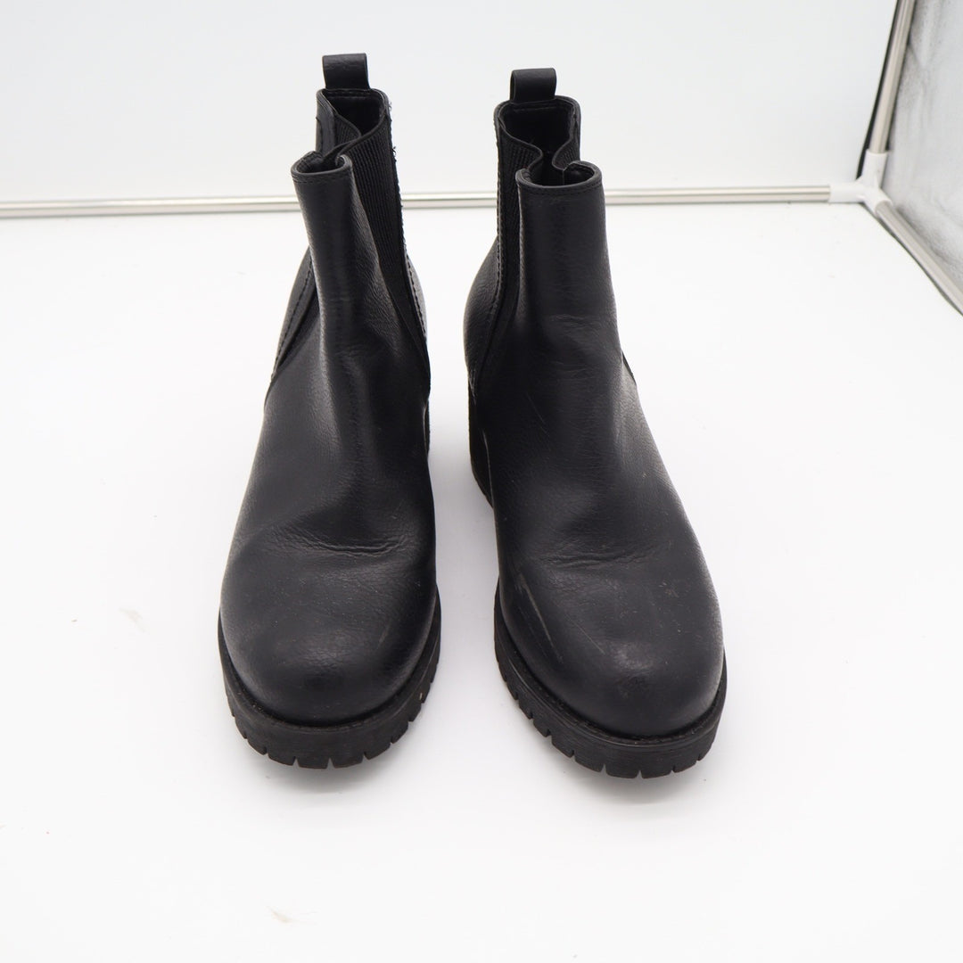 Steve Madden Jody Black Chelsea Lug Sole Block Heel Boots Womens Size 10