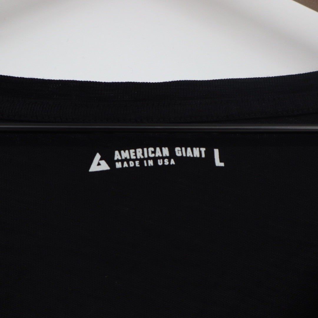 American Giant Womens Black V Neck T Shirt Size L Made in USA Cotton Casual
