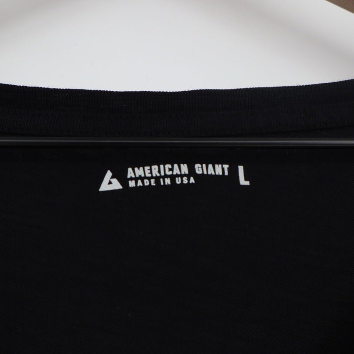 American Giant Womens Black V Neck T Shirt Size L Made in USA Cotton Casual