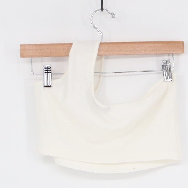 Shein Camisole Top Womens Large White Stretch Knit Ribbed One Shoulder Pullover