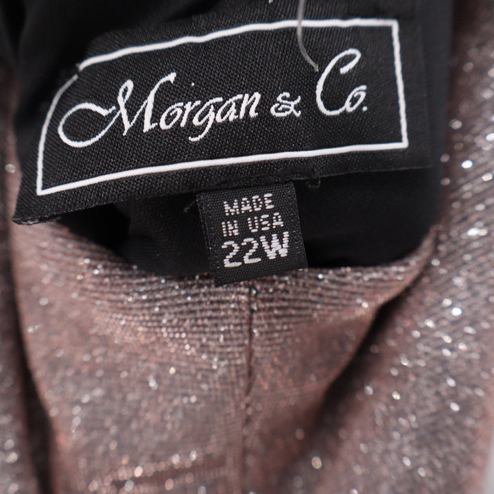 Morgan & Co Womens 22W Mauve Metallic Halter Keyhole Maxi Formal Gown