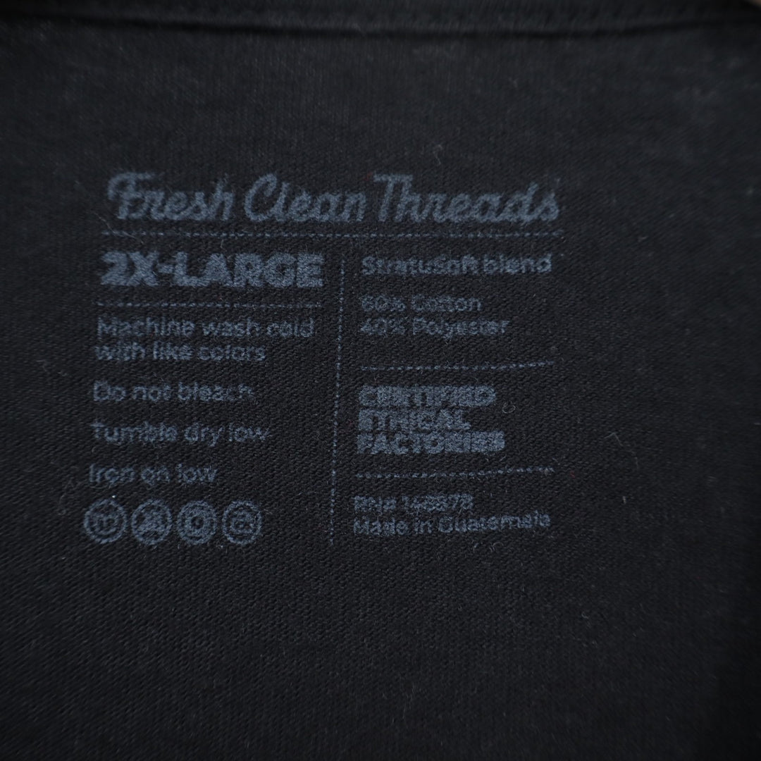 Fresh Clean Threads T-Shirt Men 2XL Black Cotton Crew Neck Short Sleeve Pullover