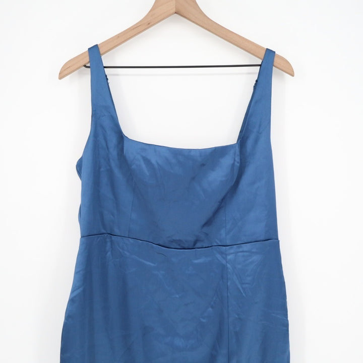 Lulus Keep It Precious Midi Dress Womens XL Blue Satin Sleeveless Wedding Formal