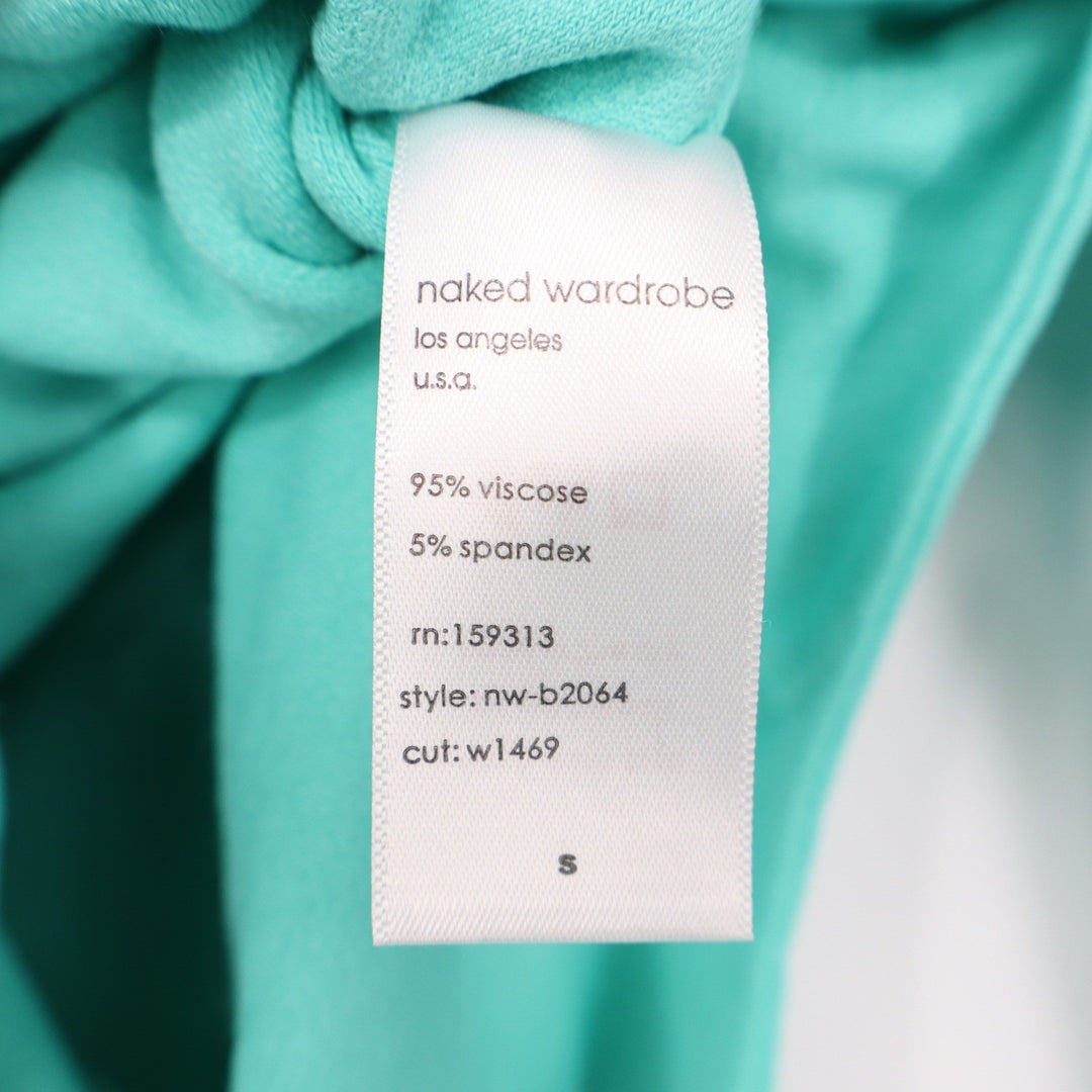 Naked Wardrobe Mint Green Asymmetrical Cutout Long Sleeve Bodysuit S