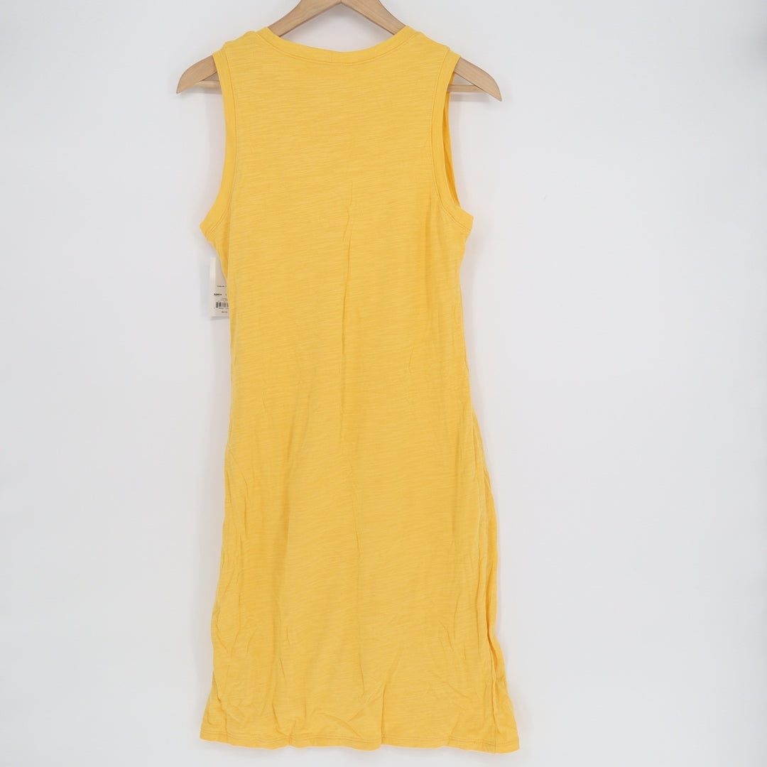 Nine West Womens Gold Yellow Ruched Sleeveless Tulip Hem Midi Dress Large