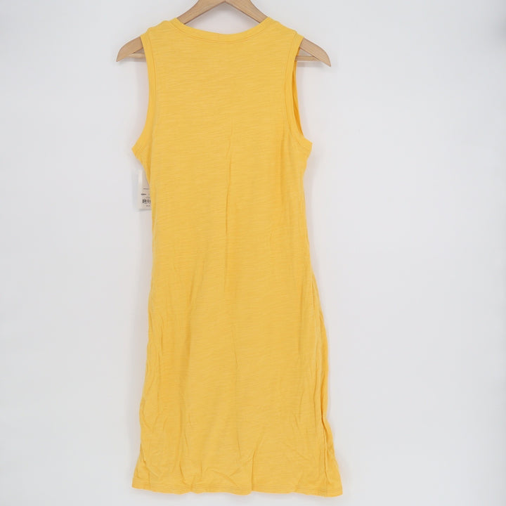Nine West Womens Gold Yellow Ruched Sleeveless Tulip Hem Midi Dress Large