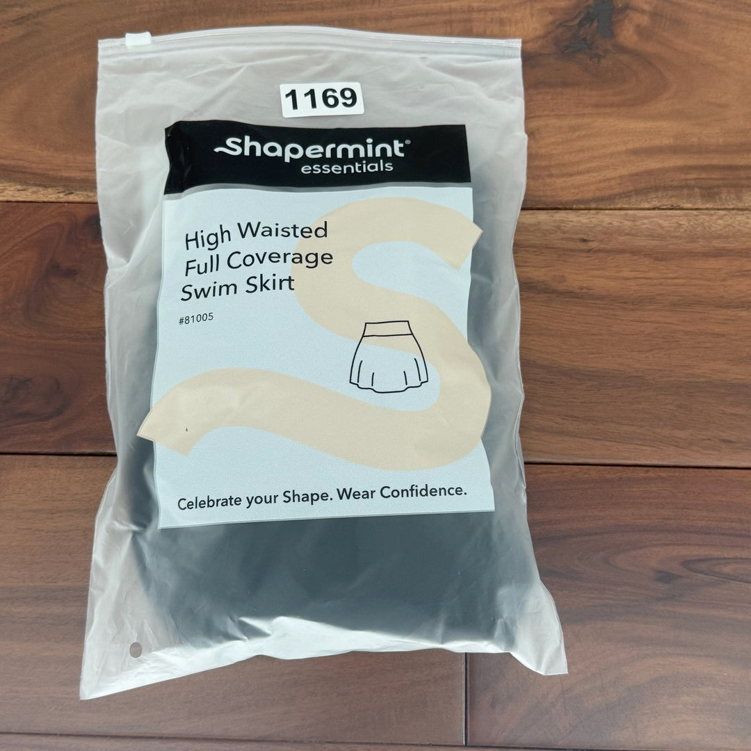 Shapermint Essentials High Waisted Full Coverage Swim Skirt Black Size 4XL