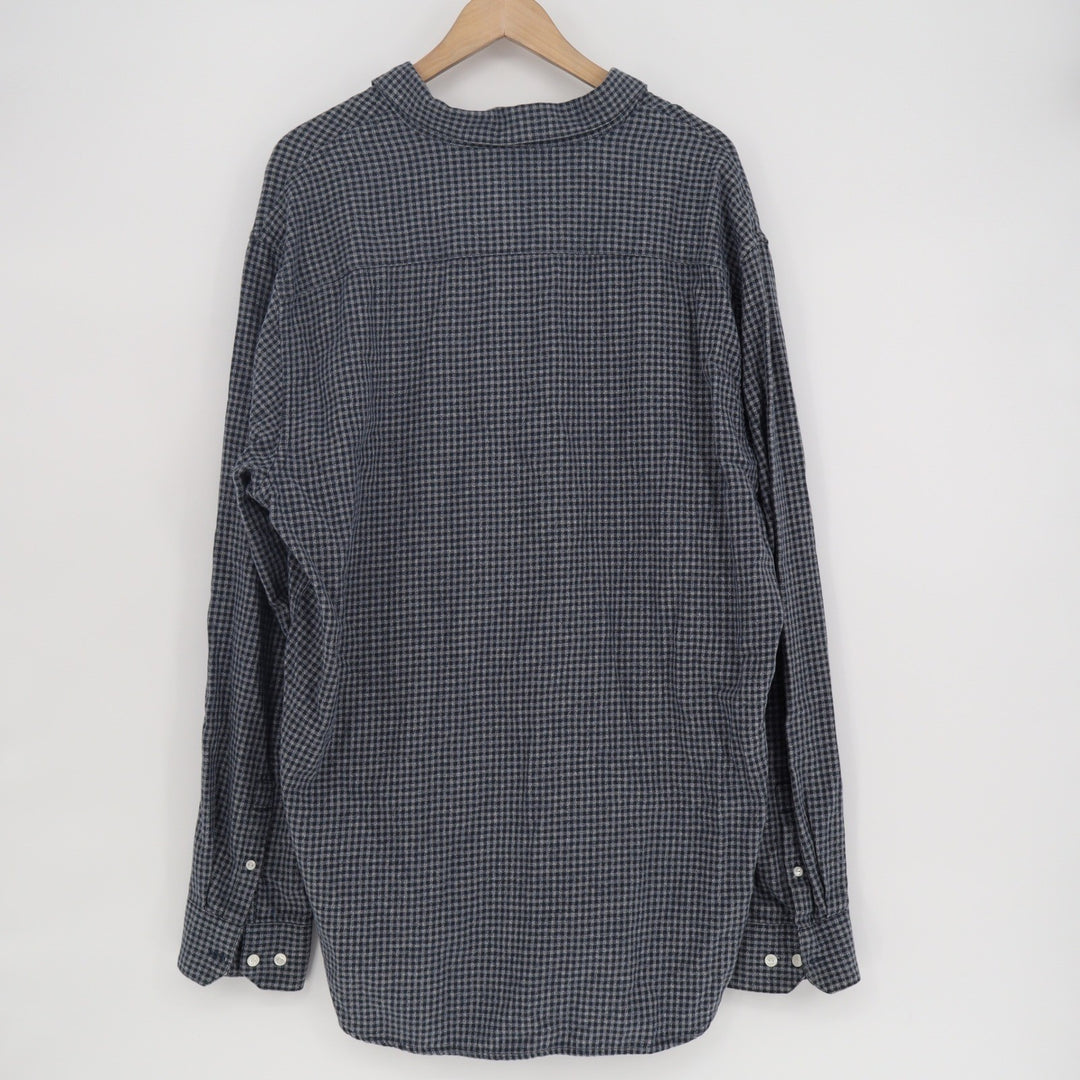 RVCA Mens XXL Slim Fit Houndstooth Button Down Shirt Navy Blue Grey