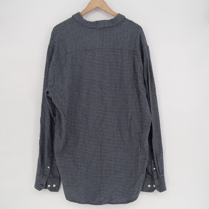 RVCA Mens XXL Slim Fit Houndstooth Button Down Shirt Navy Blue Grey