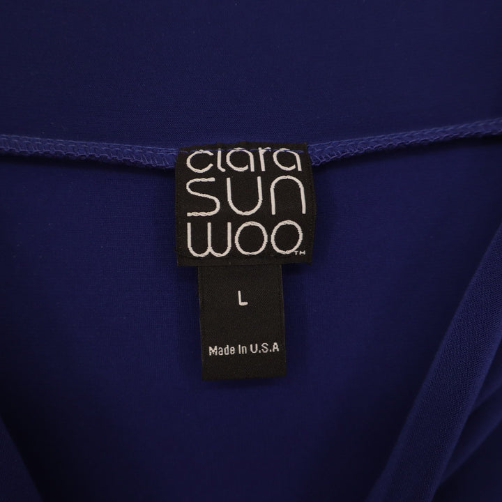 Clara Sunwoo Tunic Top Womens L Cold Shoulder Blue Sharkbite Hem Excellent