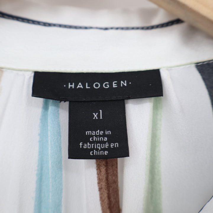 Halogen Shirt Womens XL Multicolor Striped Long Sleeve Spread Collar Button Up