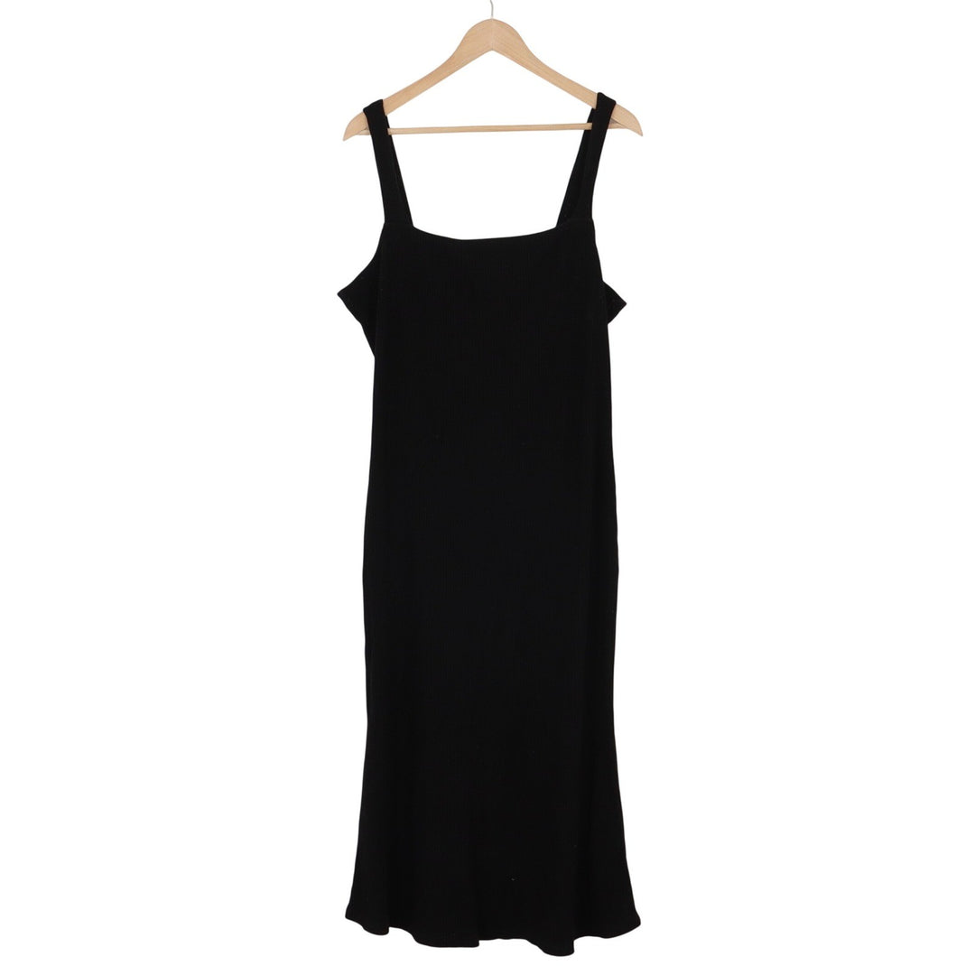 Eloquii Dress Womens 18 Midi Ribbed Knit Black Square Neck Sleeveless Excellent