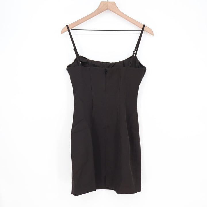 Naked Wardrobe Black Faux Fur Trim Cutout Mini Dress Small