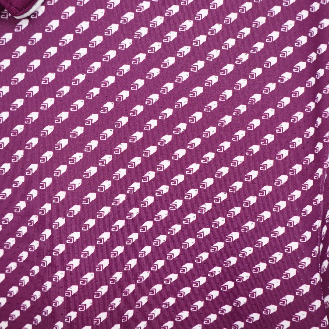 VRST Mens Contrast Printed Polo Shirt Black Cherry Geometric Large