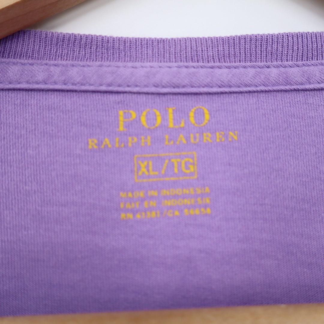 Polo Ralph Lauren T-Shirt Mens XL Crew Neck Purple Pony Logo Cotton Excellent
