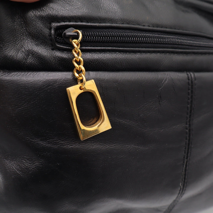 Unbranded Crossbody Bag Womens Medium Black Leather Multi-Zip Gold Trim Good