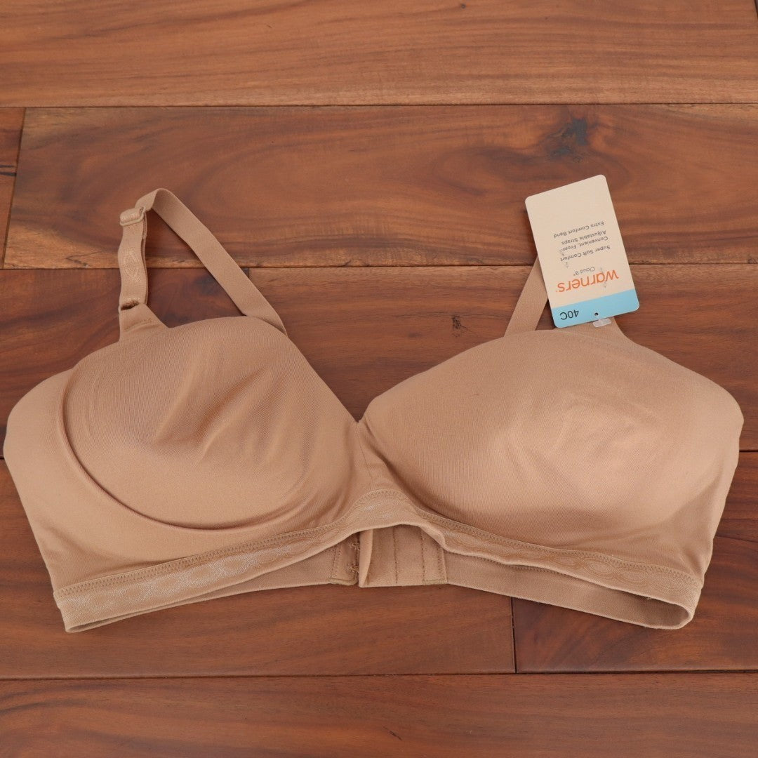 Warners Cloud 9 Super Soft Wireless Lightly Lined Bra Womens 40C Nude Stretch