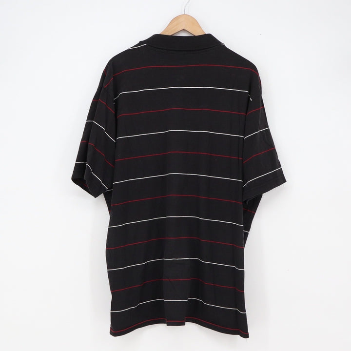 Merona Polo Shirt Mens XXL Casual Black Striped Short Sleeve Pocket Good