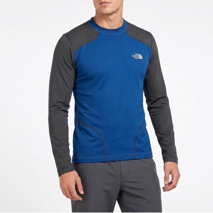 The North Face Flight Series Mens S Blue Grey Waffle Knit Long Sleeve Running