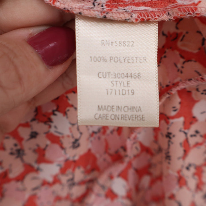 Max Studio Skirt Women's M Floral Ruffle High-Low Orange Pink Excellent