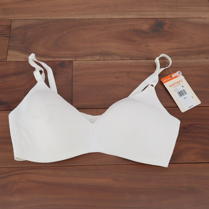 Warners No Side Effects T-Shirt Bra Women 36B White Wireless Adjustable Strap