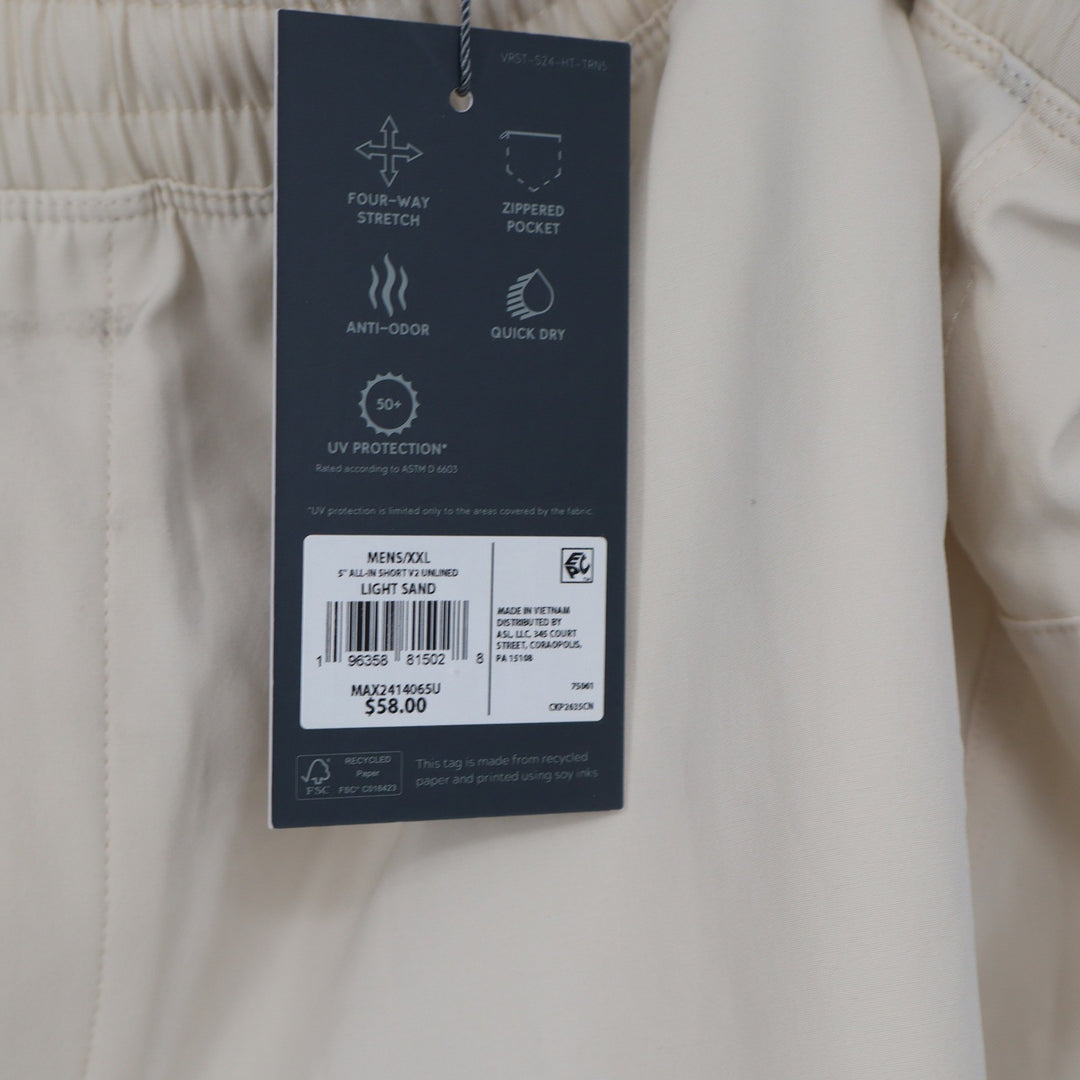 VRST Mens All-In Short V2 Unlined Light Sand XXL 5 Inch Inseam
