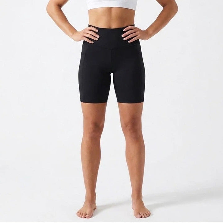 DSG Womens Ultra High Rise Bike Shorts Black Side Pockets Size S