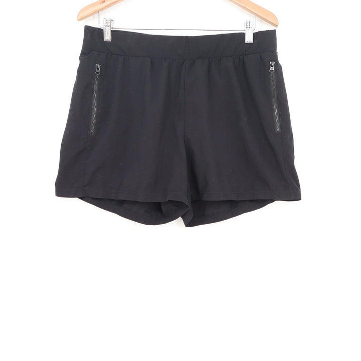 Z by Zella Womens Black Active Workout Shorts Front Zip Pockets Size L
