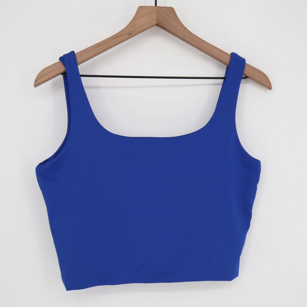 Royal Blue Scoop Neck Crop Top Tank Sleeveless Stretch Size L